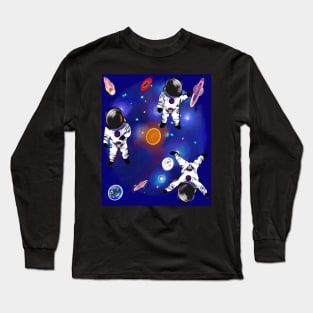 Space odyssey  - space design with rings of Saturn and galaxy background Long Sleeve T-Shirt